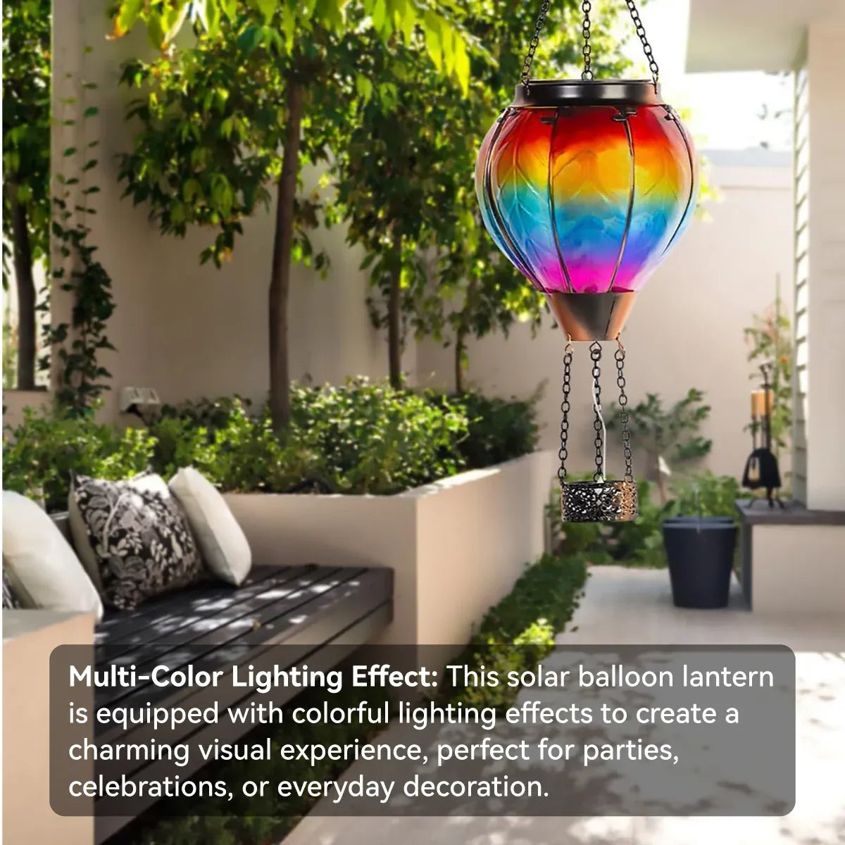 Hot Air Balloon Solar Lantern Garden Decor Outdoor Patio Hanging Lights Durable