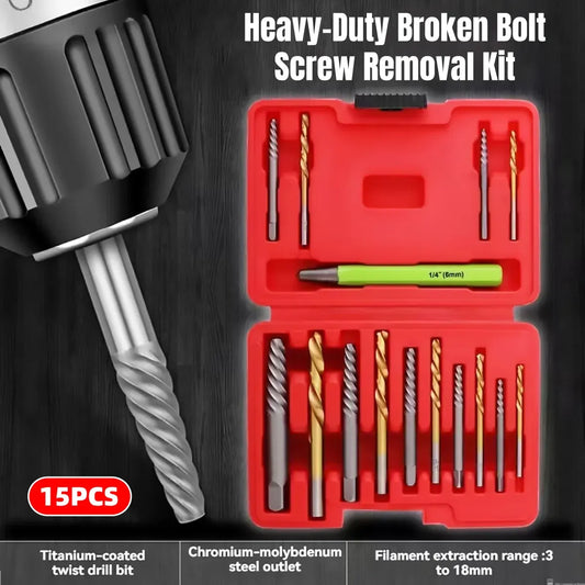 15Pcs Multi Function Drill Bit Stripped Screw Extractor Bolt Screw Remover Set