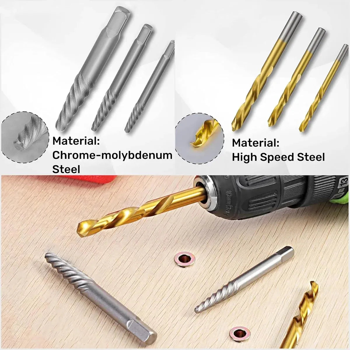 15Pcs Multi Function Drill Bit Stripped Screw Extractor Bolt Screw Remover Set