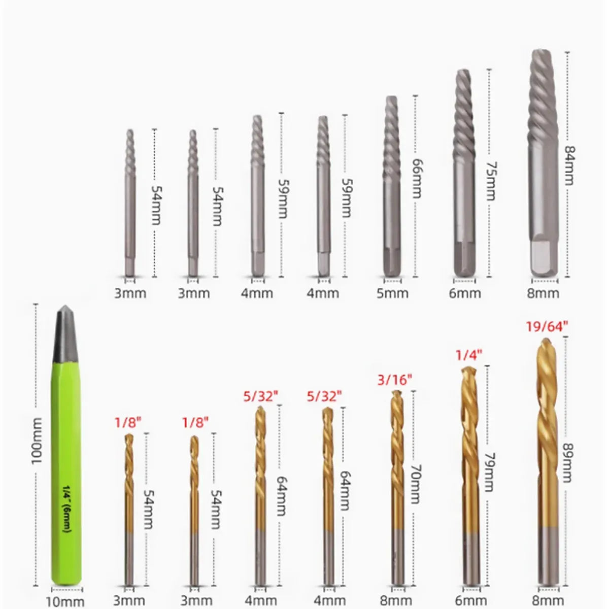 15Pcs Multi Function Drill Bit Stripped Screw Extractor Bolt Screw Remover Set