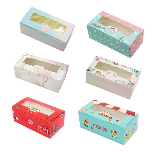 50PCS Set of 2 Premium Cake Packaging Boxes Clear Window Food Grade Cardboard - Gradient Colour-50pcs