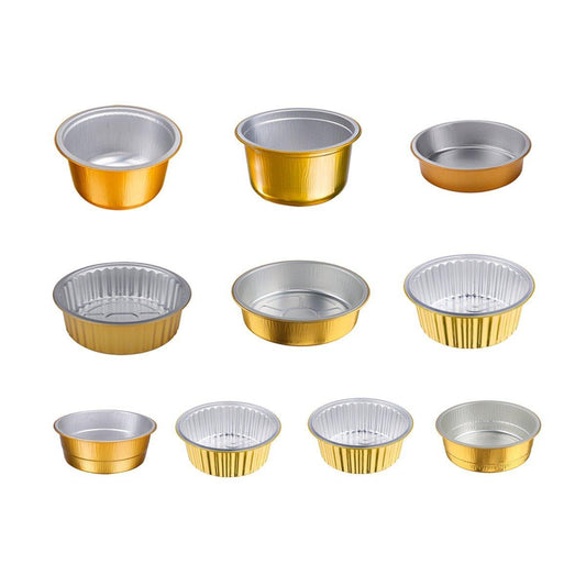50PCS Thickened Round Aluminum Foil Containers with Plastic Lids - 455ml