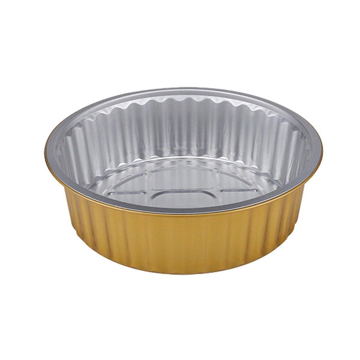 50PCS Thickened Round Aluminum Foil Containers with Plastic Lids - 455ml