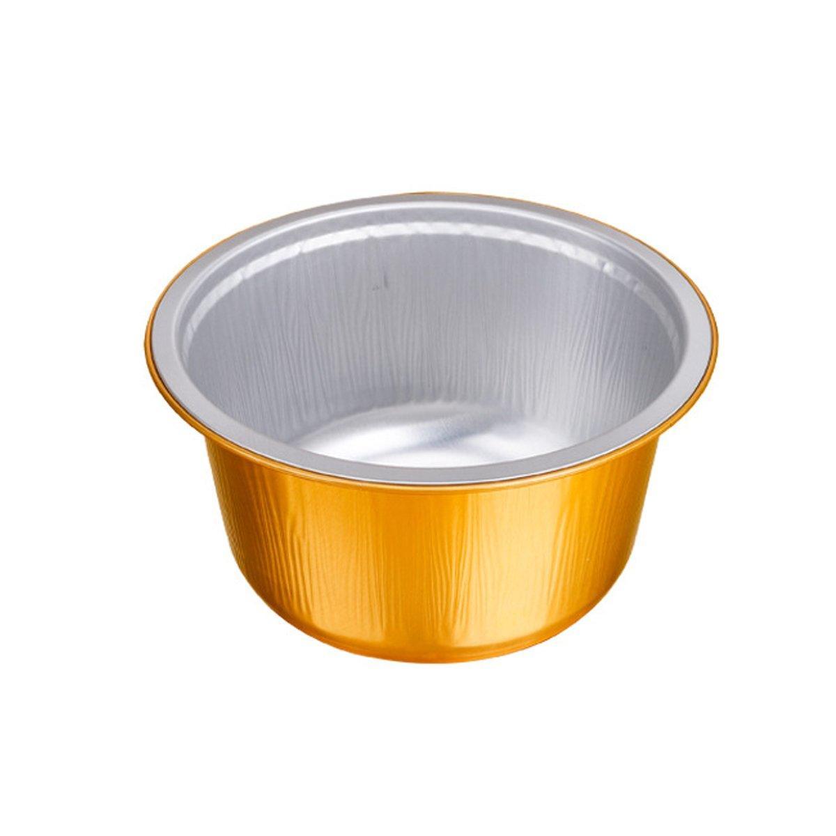 50PCS Thickened Round Aluminum Foil Containers with Plastic Lids - 455ml