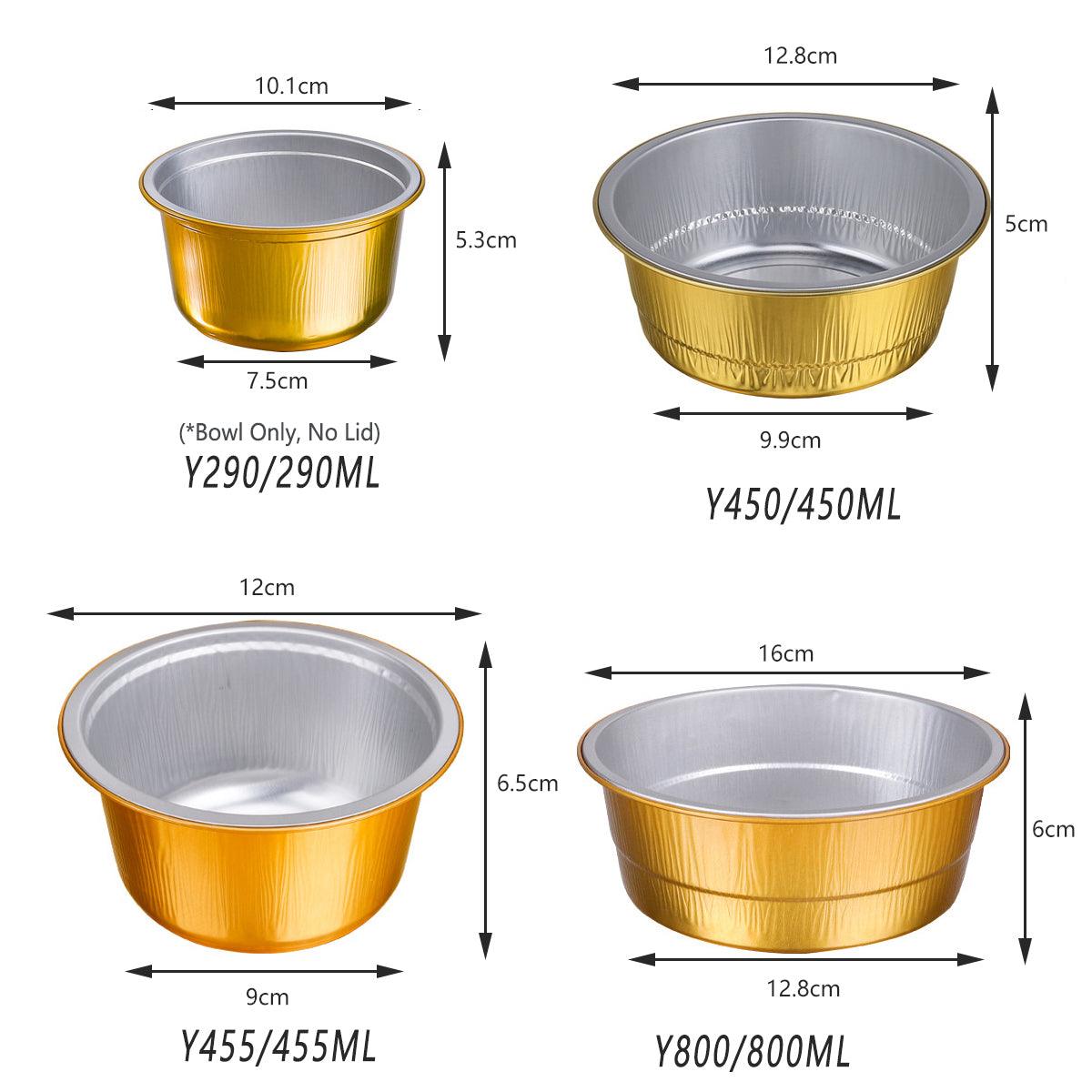 50PCS Thickened Round Aluminum Foil Containers with Plastic Lids - 620ml