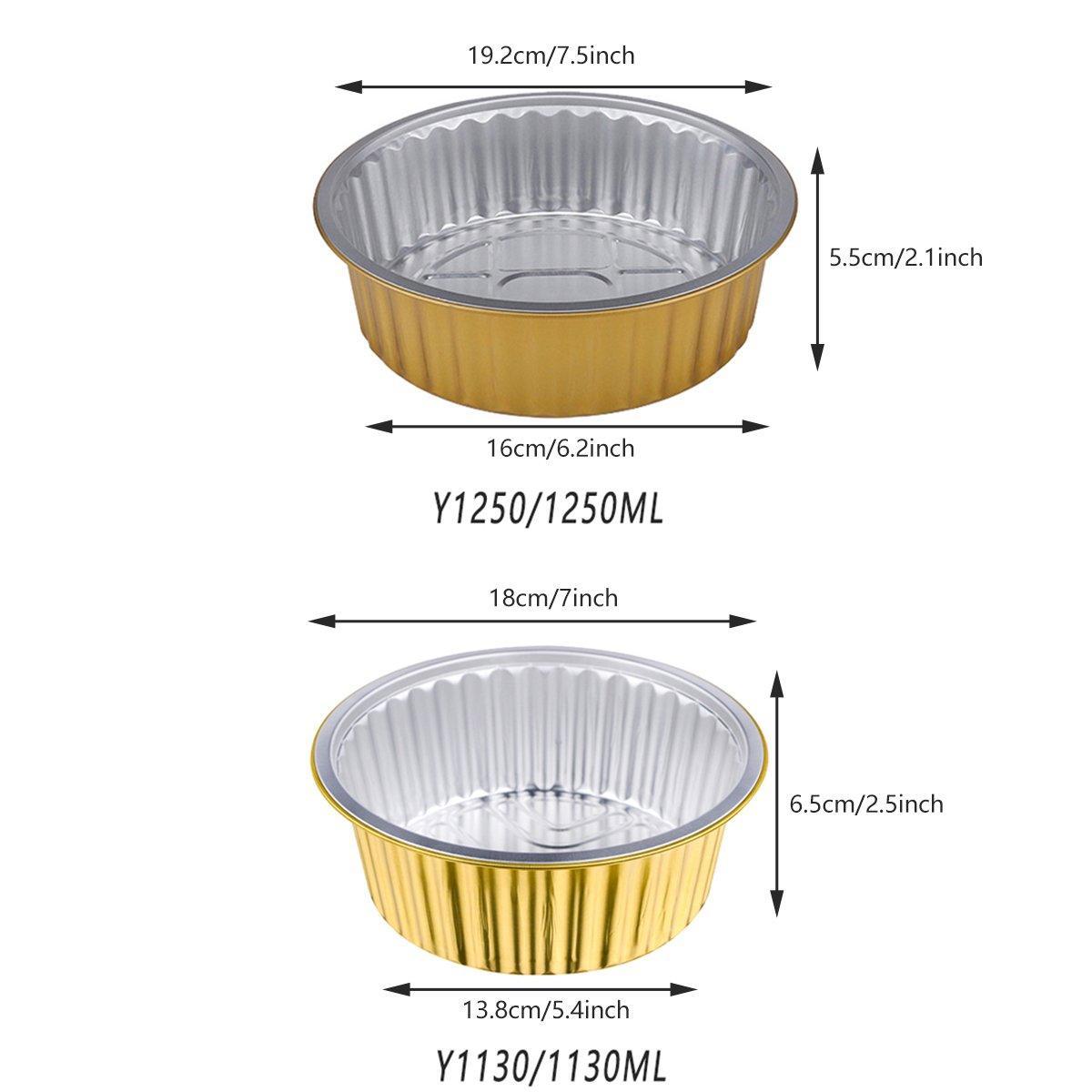 50PCS Thickened Round Aluminum Foil Containers with Plastic Lids - 620ml