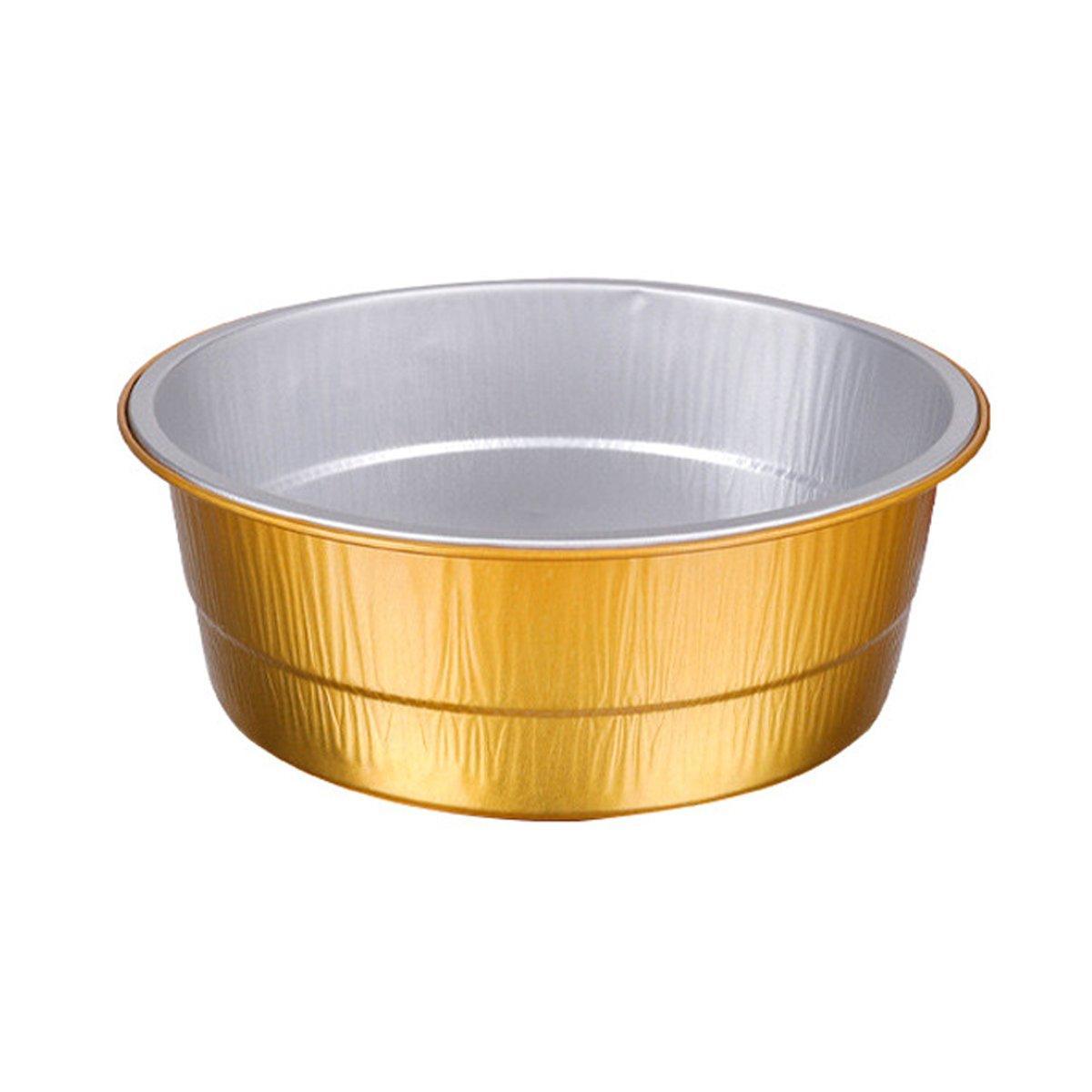 50PCS Thickened Round Aluminum Foil Containers with Plastic Lids - 620ml