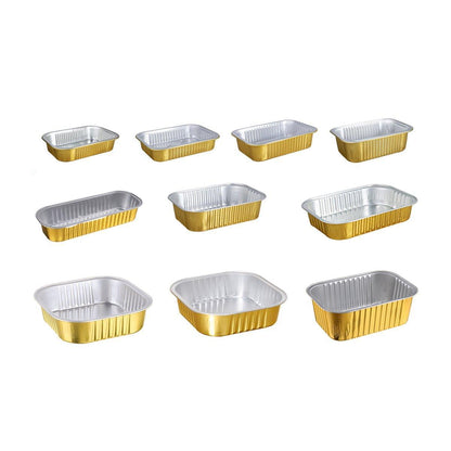 50 PCS Thickened Foil Box with Plastic Lid Rectangular Aluminum Foil - 1000ml