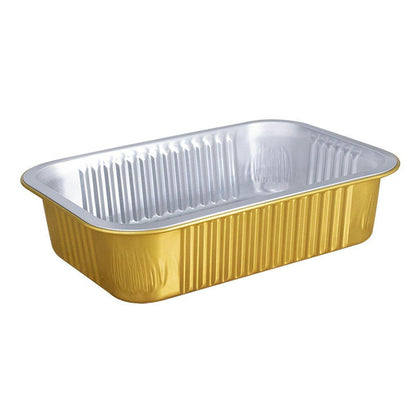 50 PCS Thickened Foil Box with Plastic Lid Rectangular Aluminum Foil - 1000ml