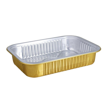 50 PCS Thickened Foil Box with Plastic Lid Rectangular Aluminum Foil - 1000ml