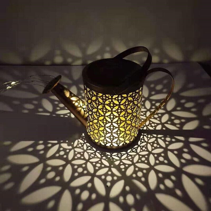Solar Led Watering Can String Light Outdoor Garden Art Waterfall Lamp Decoration - Style A: Shower + Lamp