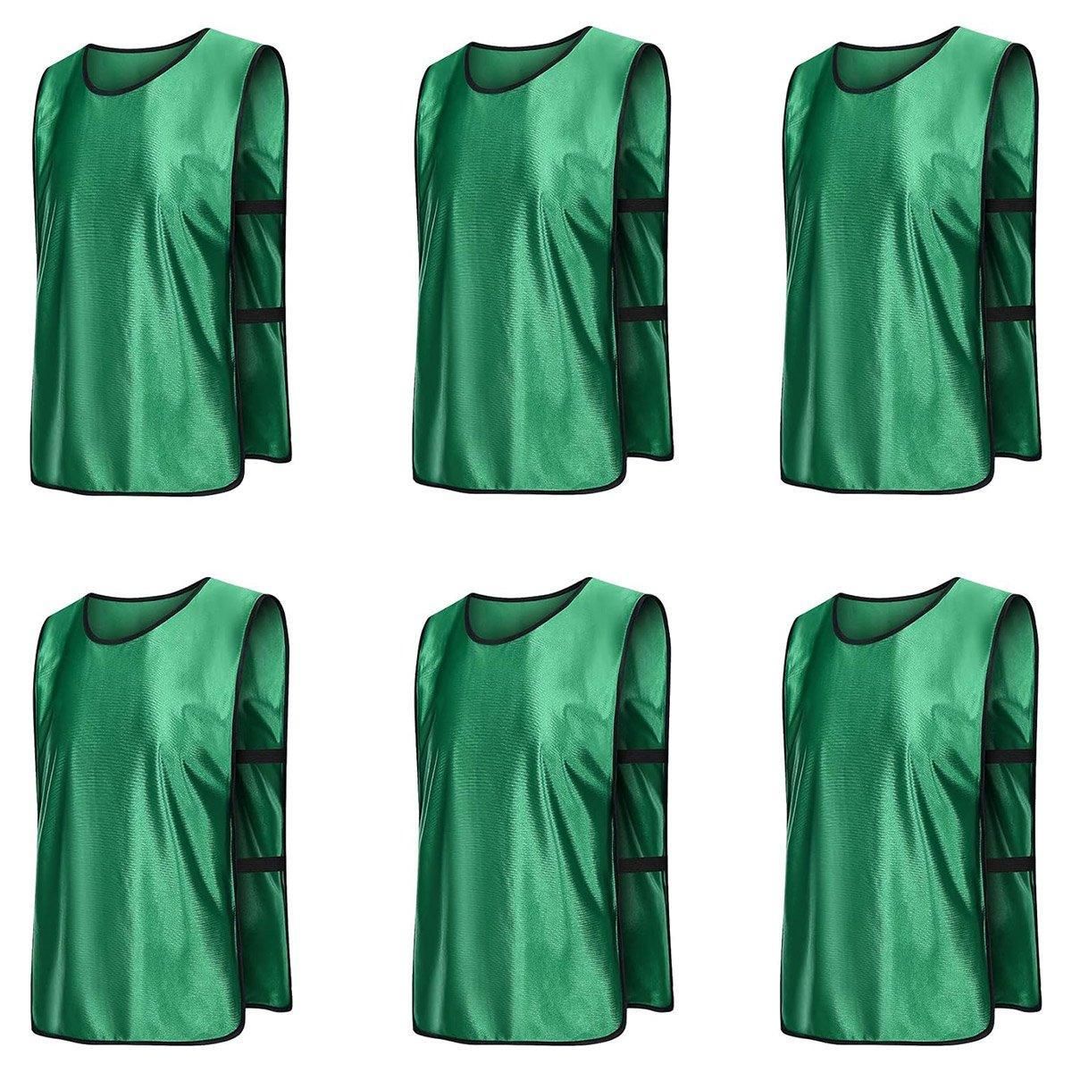 6X Sports Training Bibs Soccer Vests Group Team Bibs Basketball Cricket Football - Grass Green-L