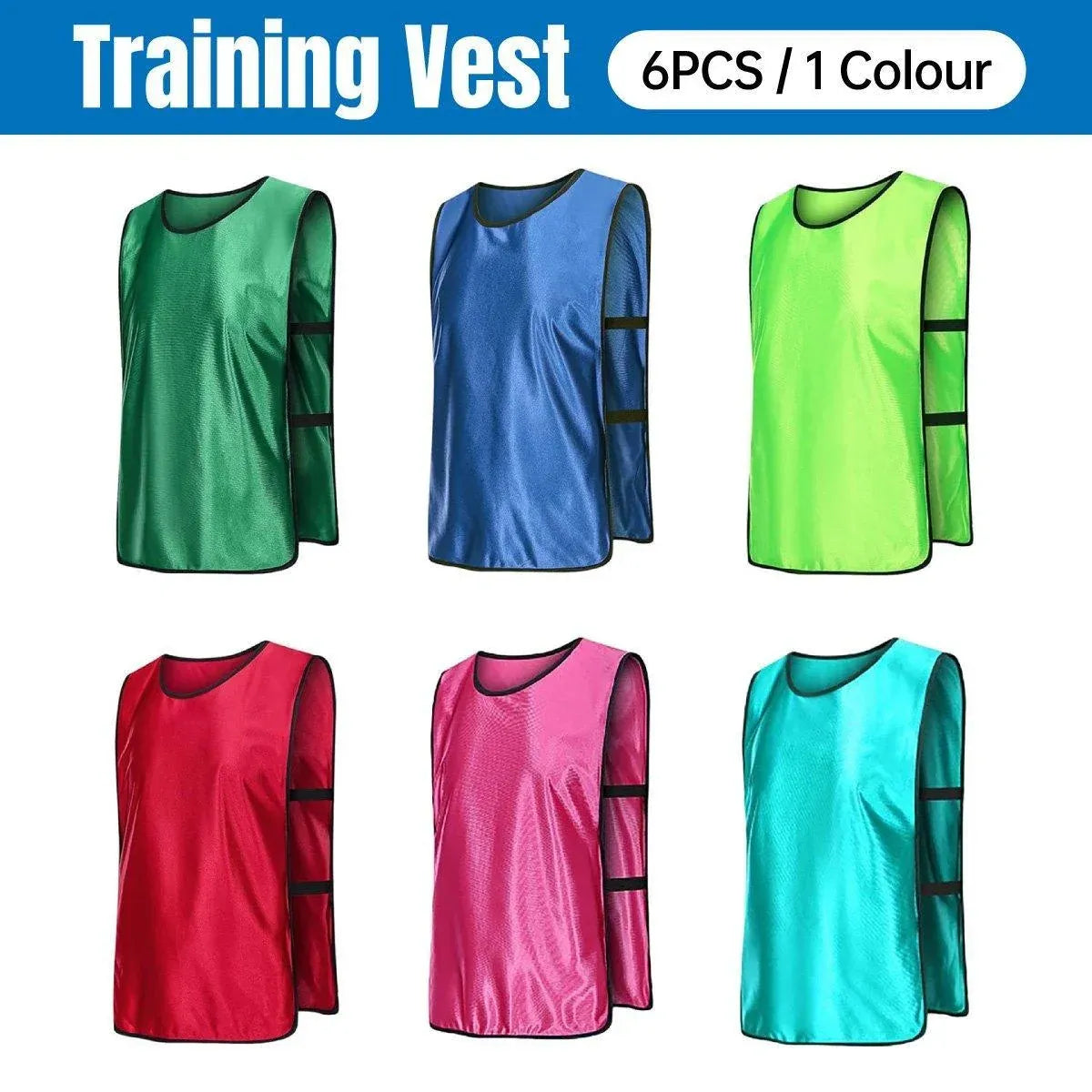 6X Sports Training Bibs Soccer Vests Group Team Bibs Basketball Cricket Football - Grass Green-L