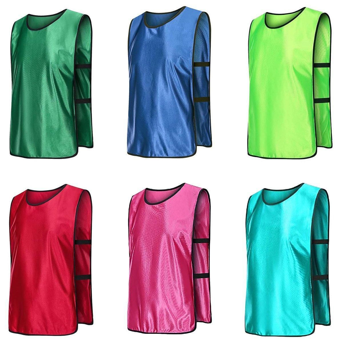 6X Sports Training Bibs Soccer Vests Group Team Bibs Basketball Cricket Football - Lake Blue-M