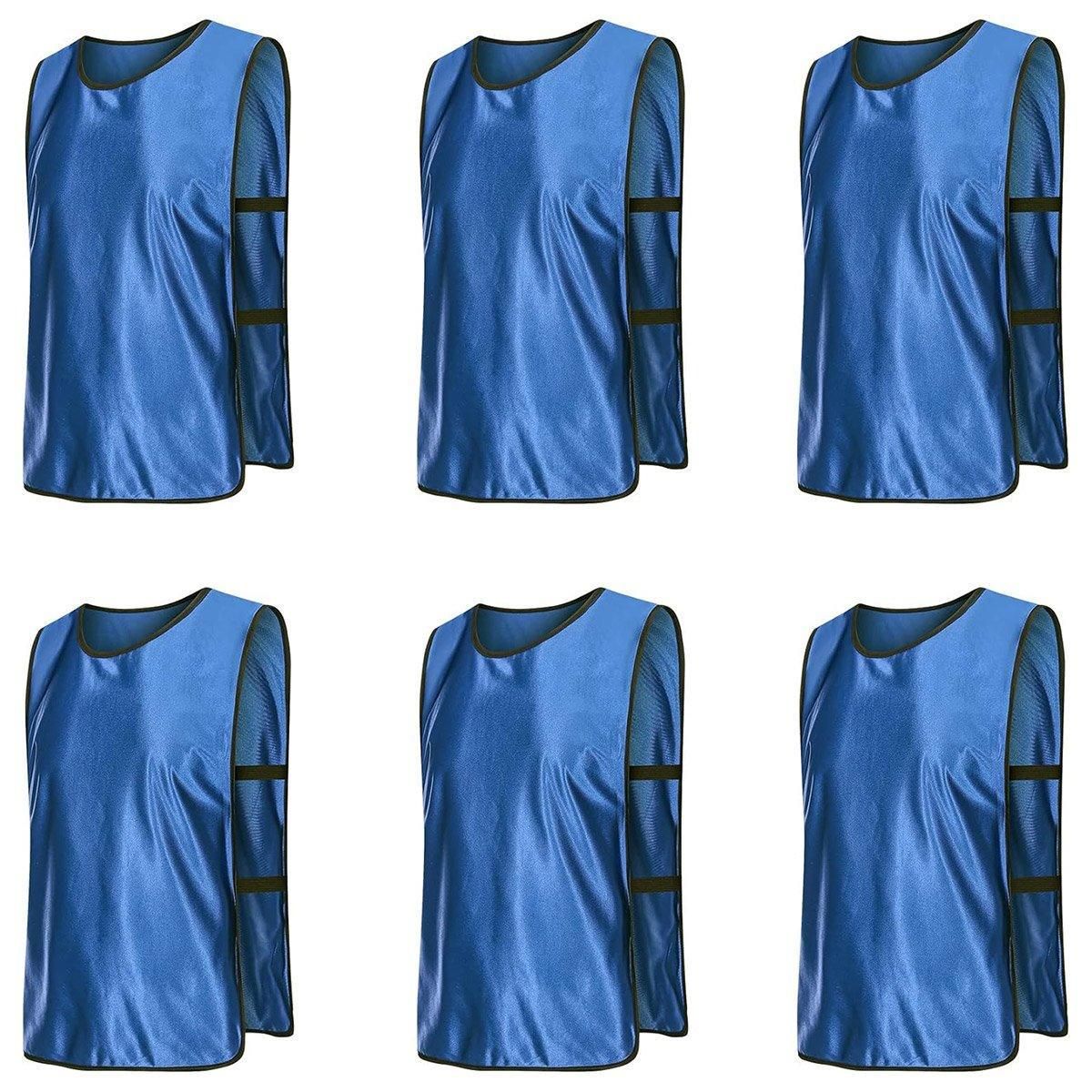 6X Sports Training Bibs Soccer Vests Group Team Bibs Basketball Cricket Football - Dark Blue-S