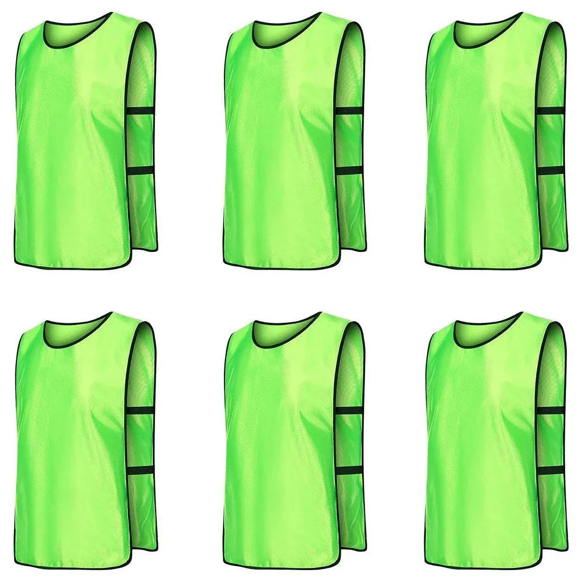 6X Sports Training Bibs Soccer Vests Group Team Bibs Basketball Cricket Football - Fluorescent Green-S