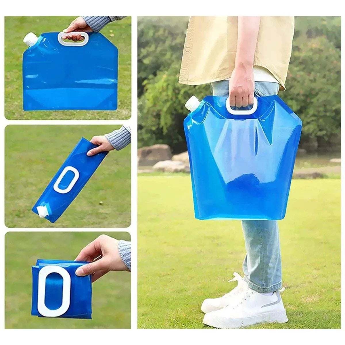 4pcs Folding Water Storage Bag Portable Bucket for Camping Hiking Outdoor Sports - Transparent