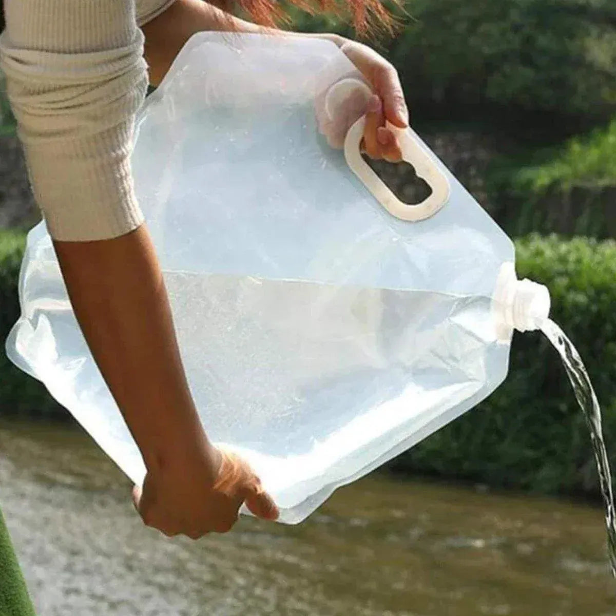 4pcs Folding Water Storage Bag Portable Bucket for Camping Hiking Outdoor Sports - Transparent