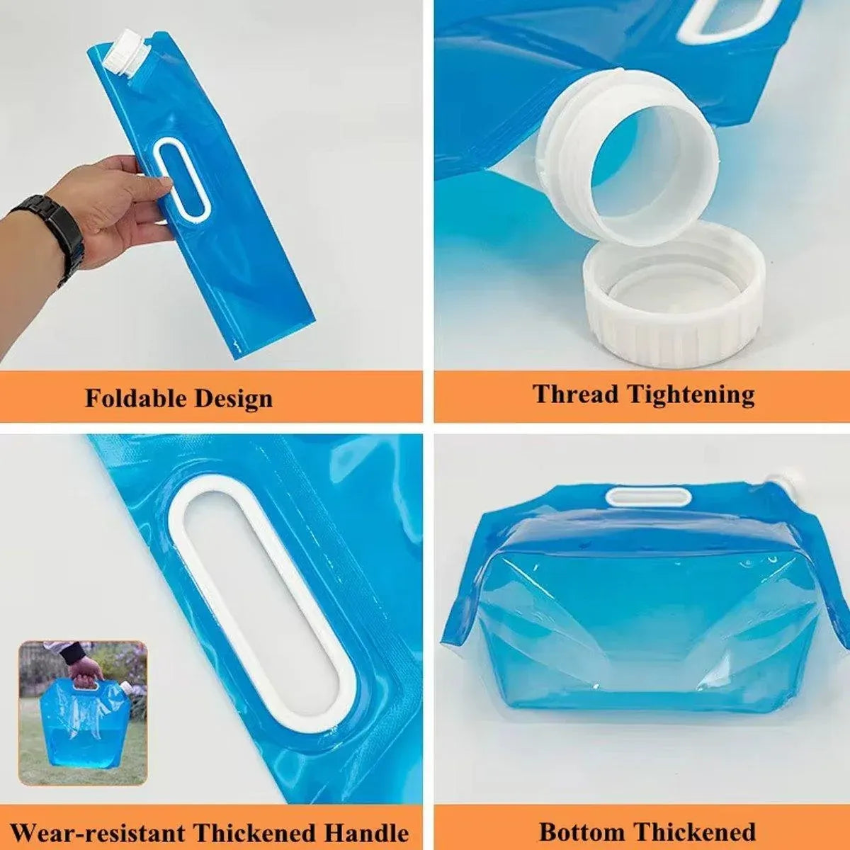 4pcs Folding Water Storage Bag Portable Bucket for Camping Hiking Outdoor Sports - Transparent