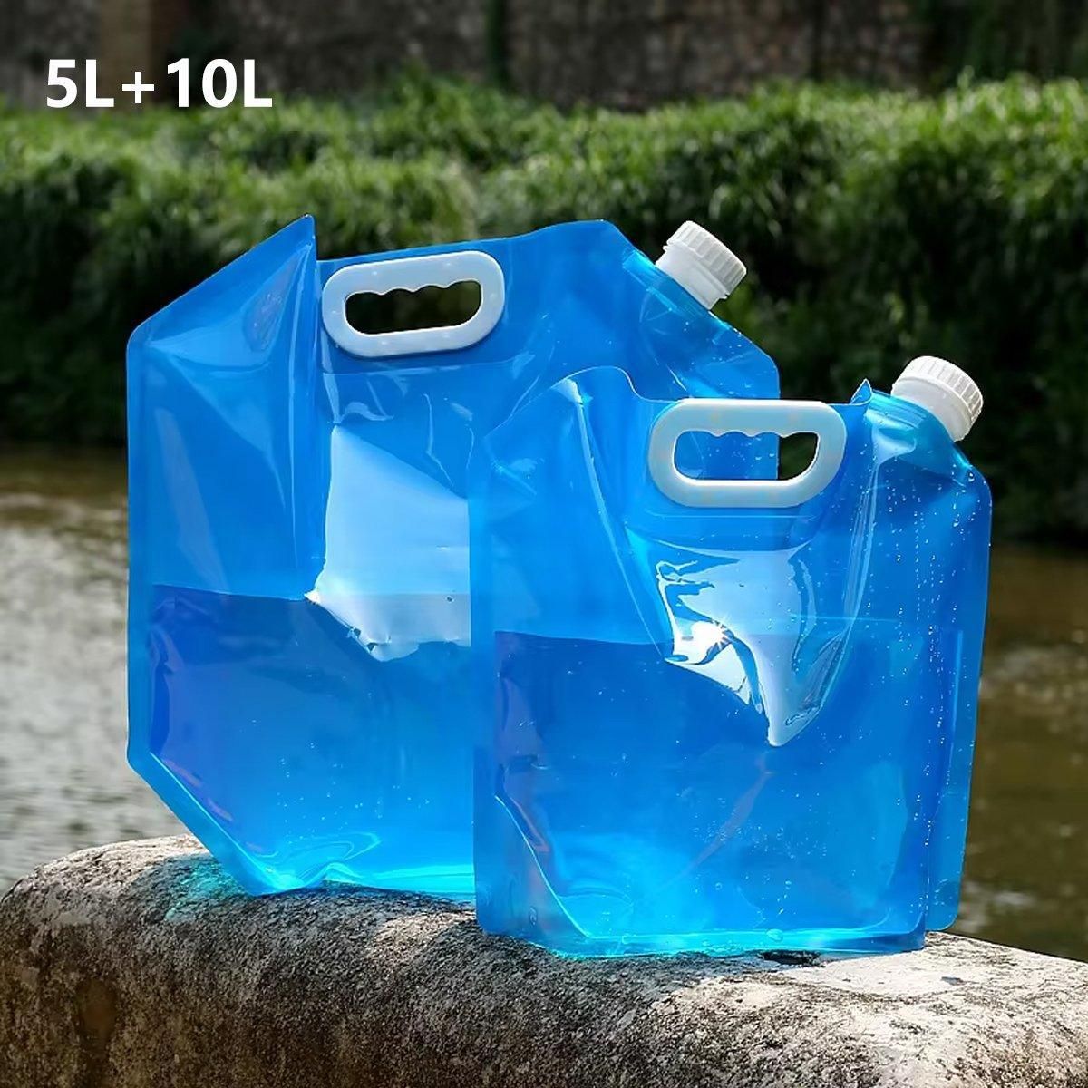 4pcs Folding Water Storage Bag Portable Bucket for Camping Hiking Outdoor Sports - Transparent