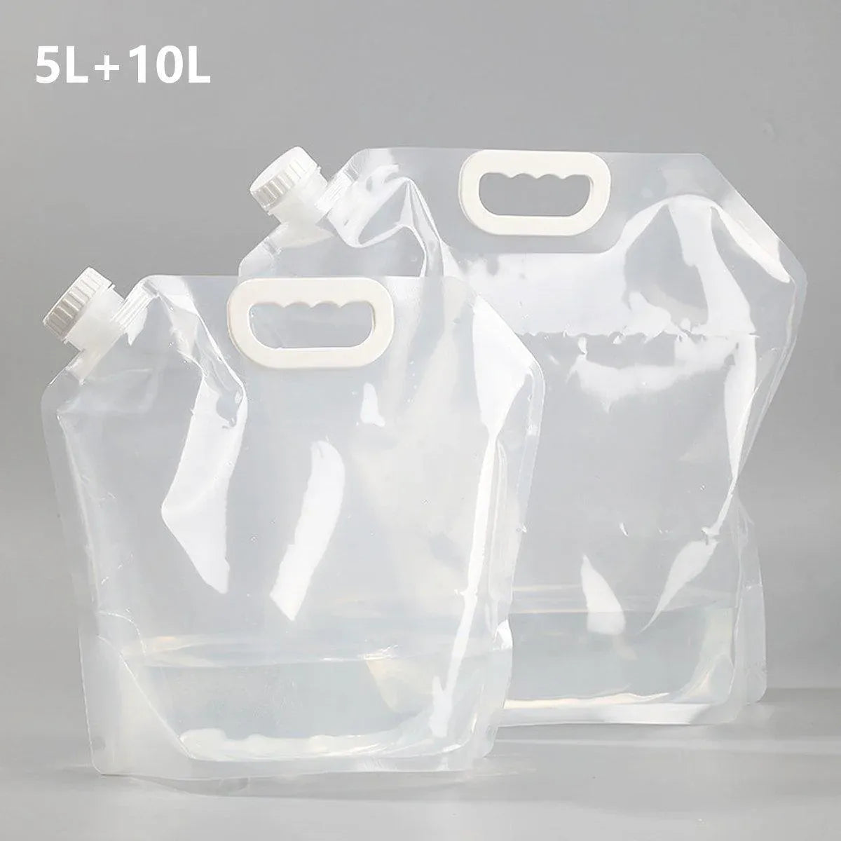 4pcs Folding Water Storage Bag Portable Bucket for Camping Hiking Outdoor Sports - Transparent