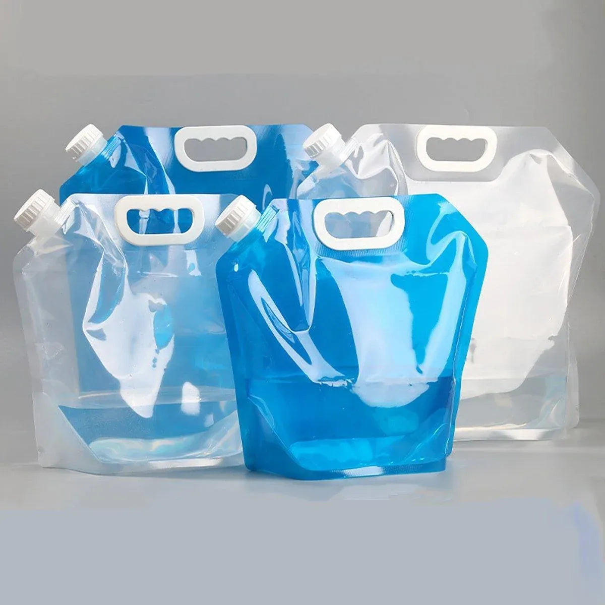 4pcs Folding Water Storage Bag Portable Bucket for Camping Hiking Outdoor Sports - Transparent
