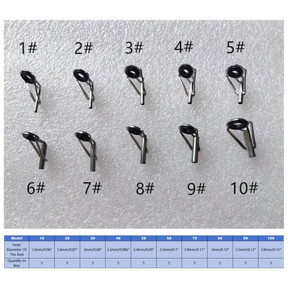 50pcs Fishing Rod Guide Tip Repair Kit Set Rings Guide Replacement Parts Tools