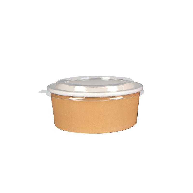Take-Away Kraft Paper Salad Bowl Food Grade Takeout Tableware Food Bowl With Lid - 750ML