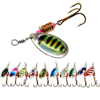 10/16PCS Fishing Lure Spinners Baits Spoon Set with Tackle Bag Trout Bass Tackle - B(10PCS)