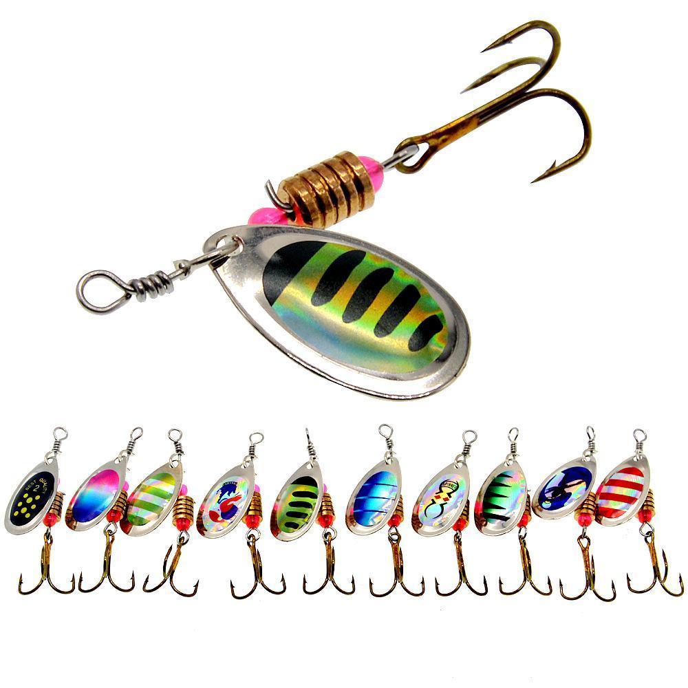 10/16PCS Fishing Lure Spinners Baits Spoon Set with Tackle Bag Trout Bass Tackle - A(16PCS)