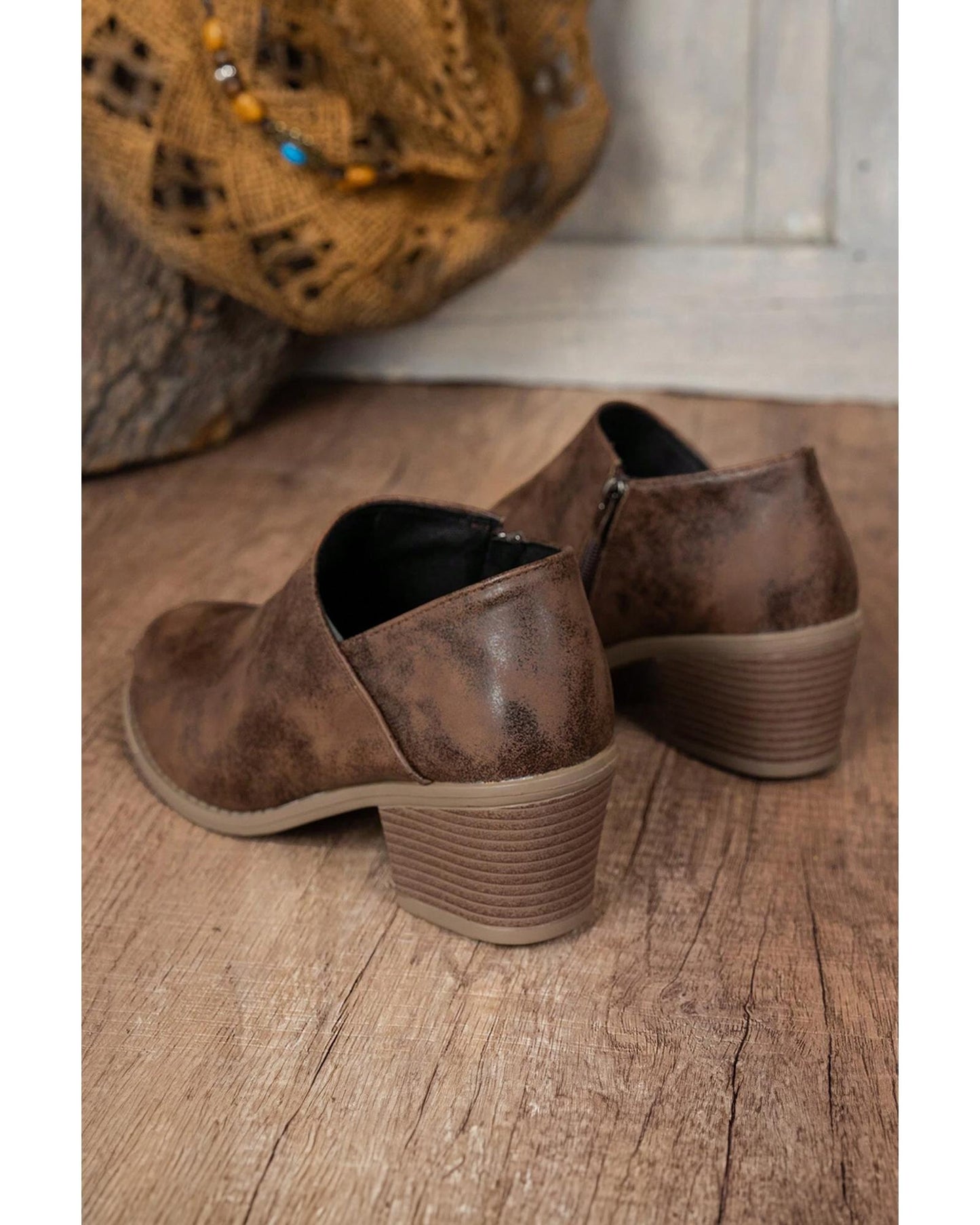 Coffee Tulip Opening Suede Ankle Boots - 38 EU