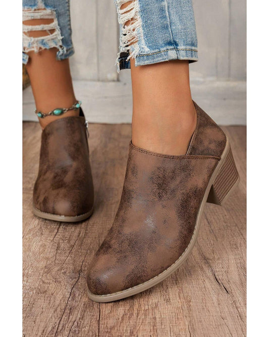 Coffee Tulip Opening Suede Ankle Boots - 42 EU