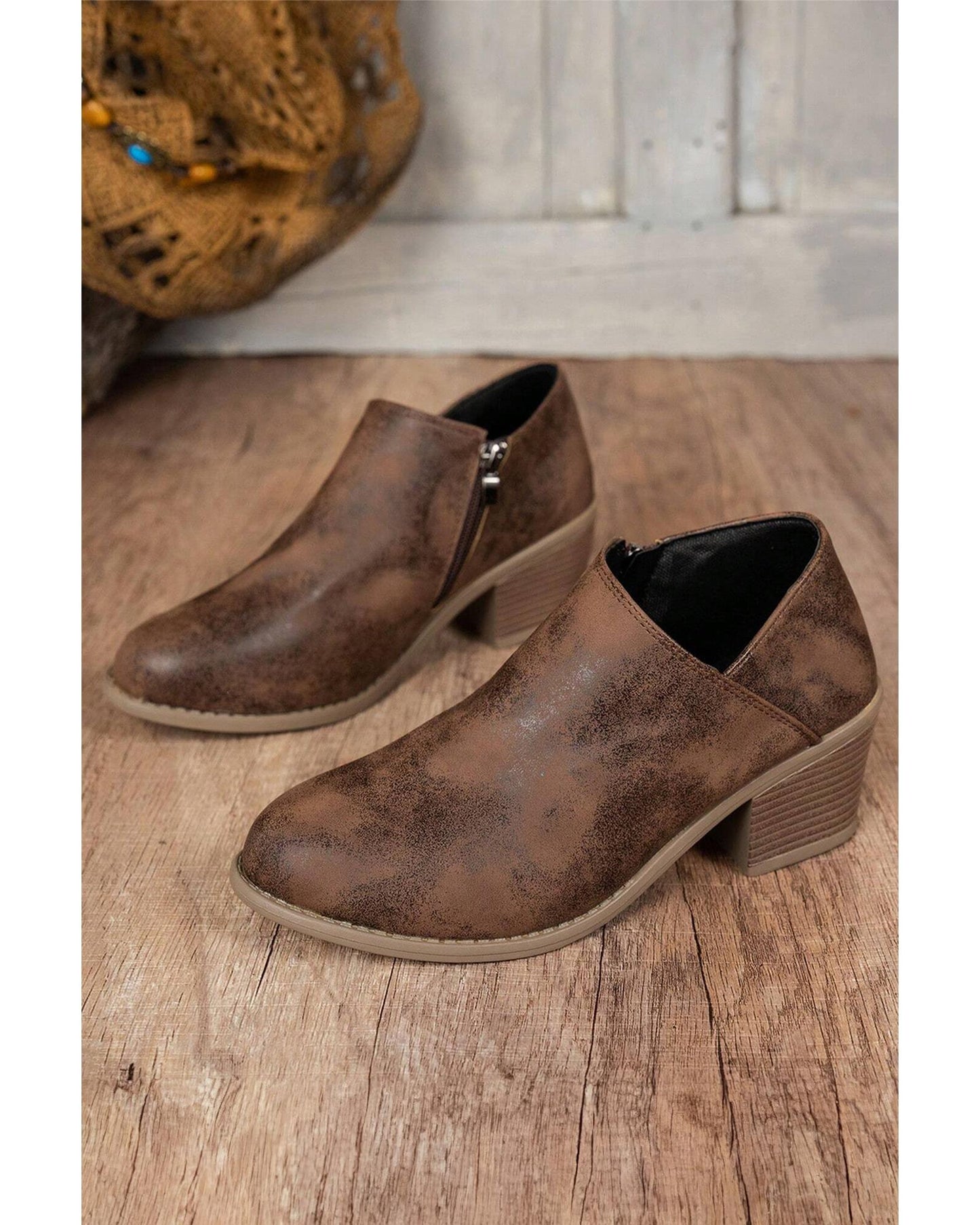 Coffee Tulip Opening Suede Ankle Boots - 42 EU