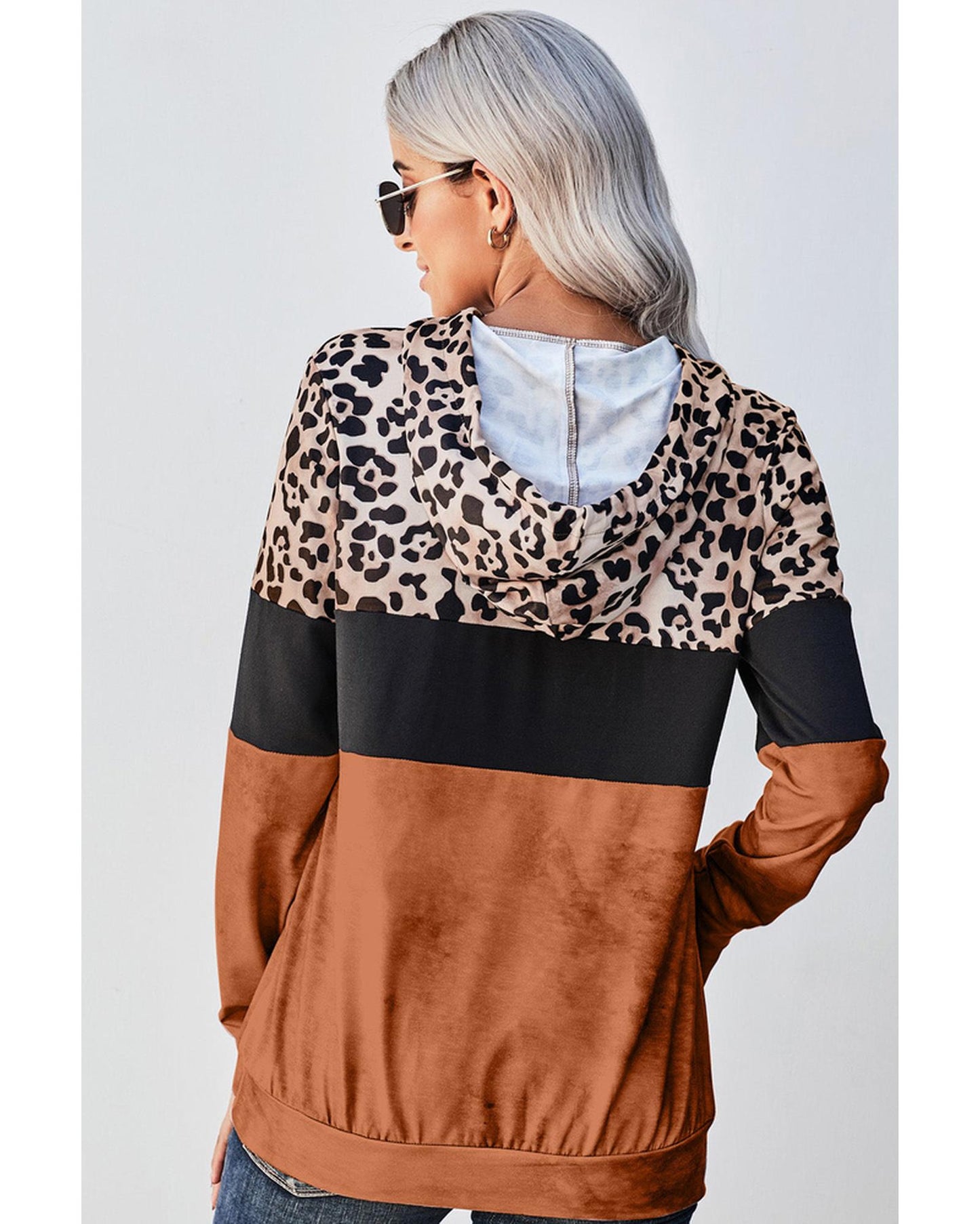 Azura Exchange Leopard Tie Dye Colorblock Hoodie - L