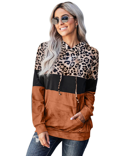 Azura Exchange Leopard Tie Dye Colorblock Hoodie - M