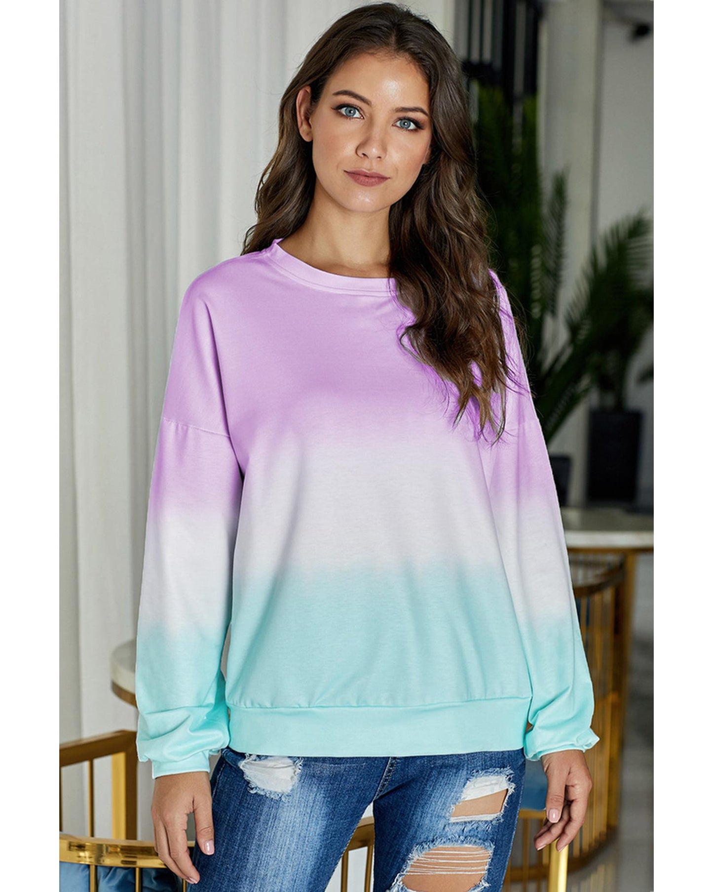 Azura Exchange Color Block Tie Dye Pullover Sweatshirt - L