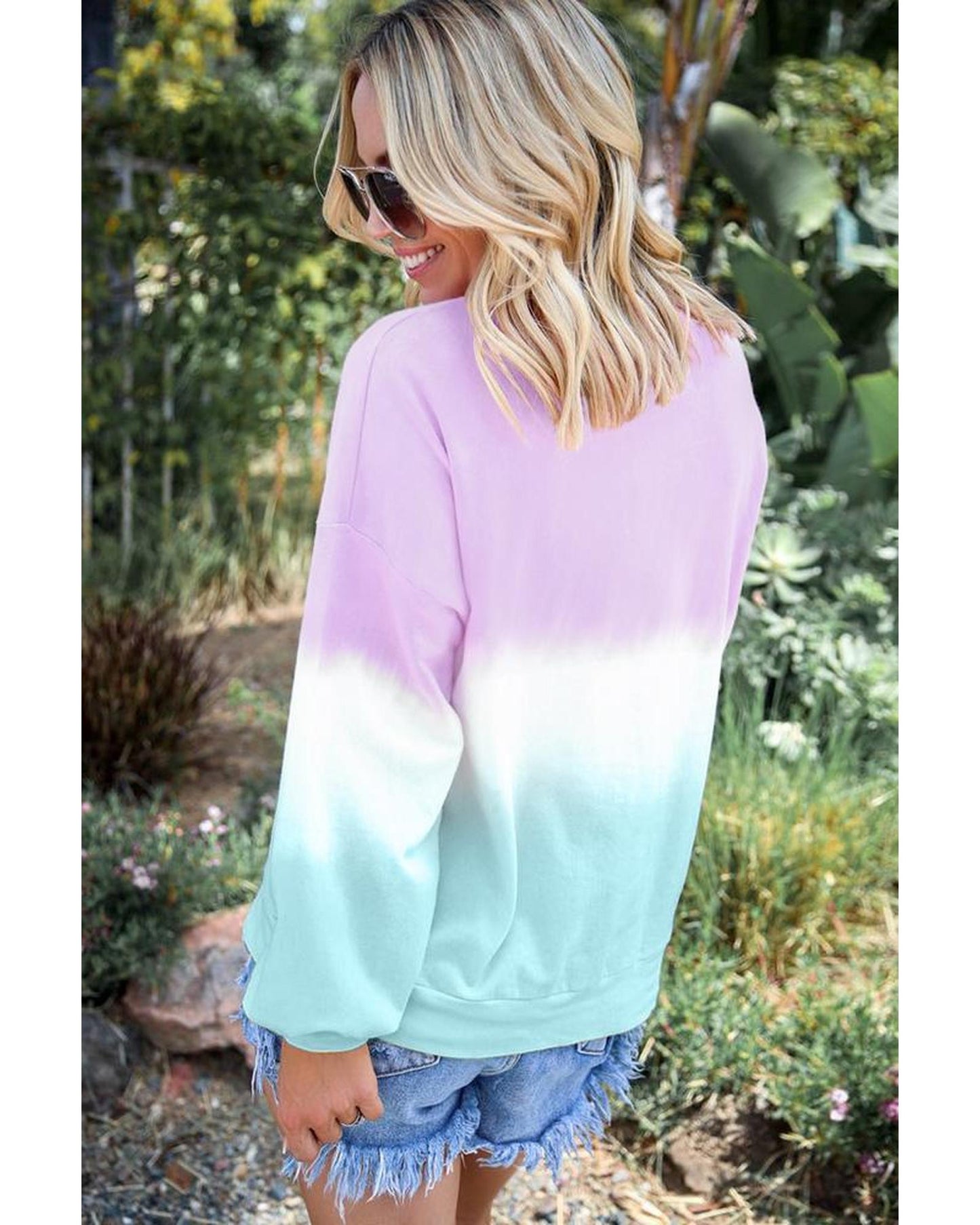 Azura Exchange Color Block Tie Dye Pullover Sweatshirt - L