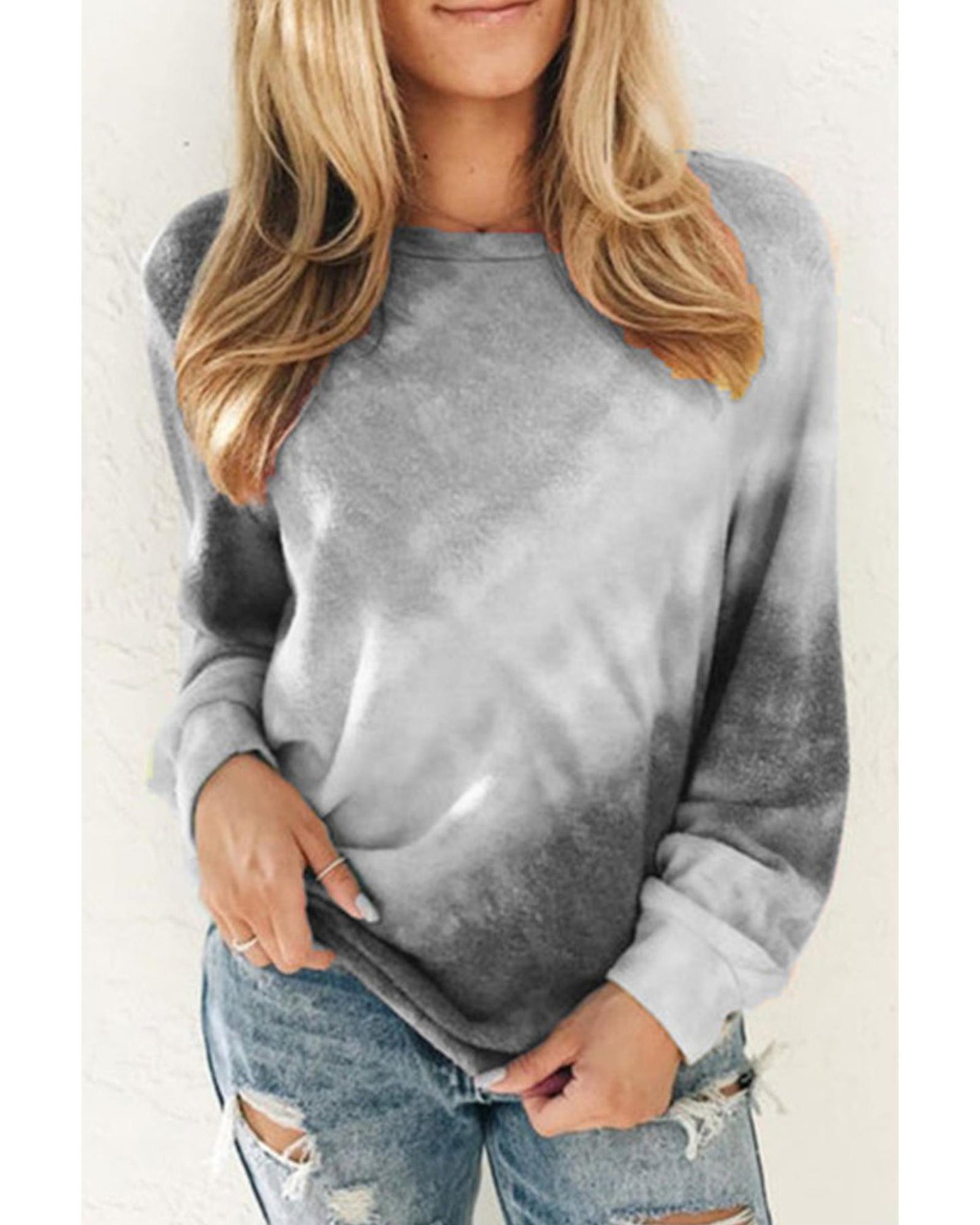 Azura Exchange Gray Tie-Dye Sweatshirt - L