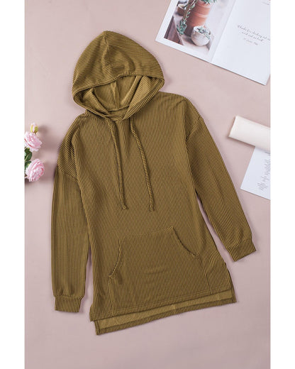 Azura Exchange Ribbed Drawstring Hoodie with Kangaroo Pocket - 2XL