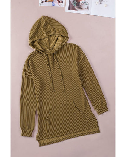 Azura Exchange Ribbed Drawstring Hoodie with Kangaroo Pocket - 2XL