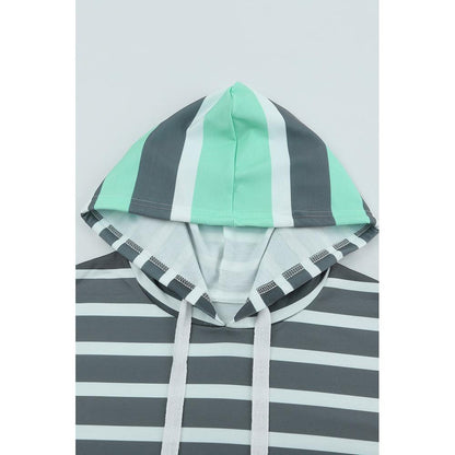 Azura Exchange Striped Drawstring Long Sleeve Hoodie - L