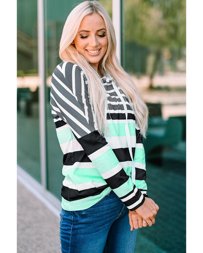 Azura Exchange Striped Drawstring Long Sleeve Hoodie - M