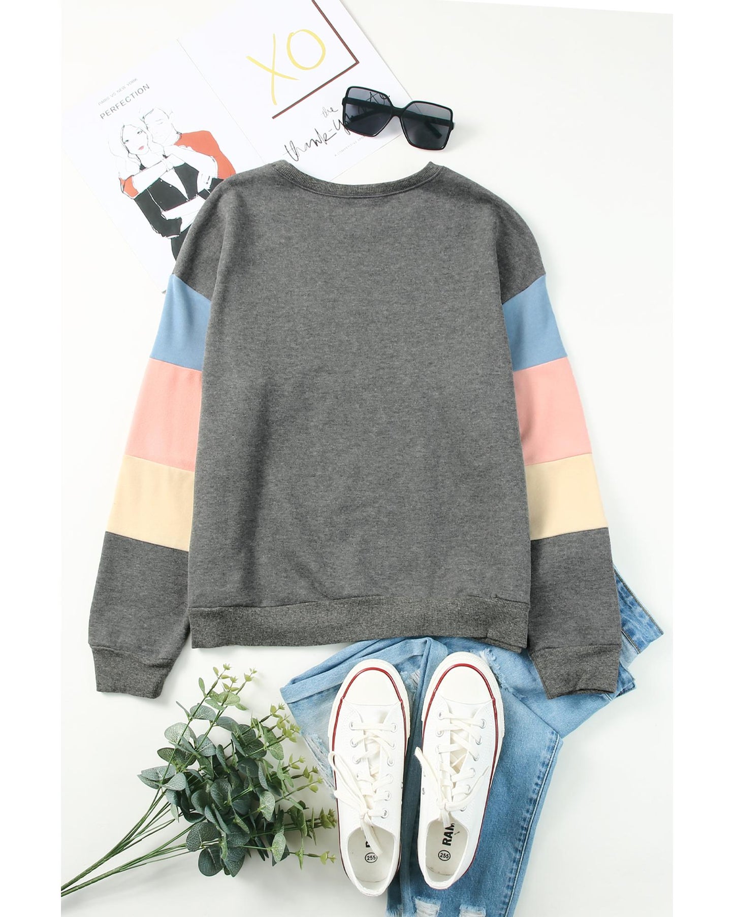 Azura Exchange Long Sleeve Colorblock Sweatshirt - L