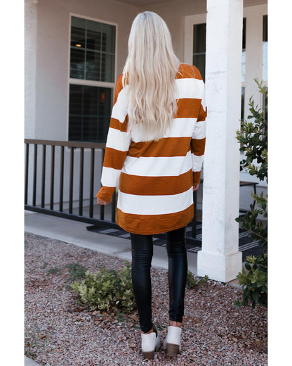 Azura Exchange Drop Shoulder Striped Sweatshirt - L