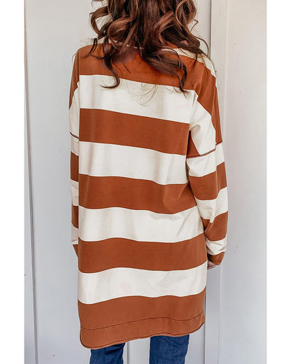 Azura Exchange Drop Shoulder Striped Sweatshirt - L