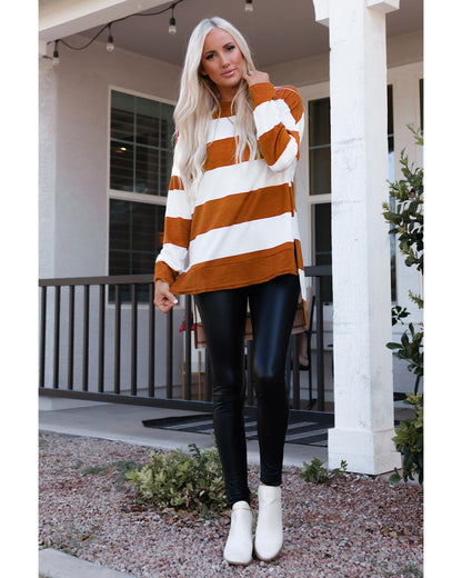 Azura Exchange Drop Shoulder Striped Sweatshirt - M