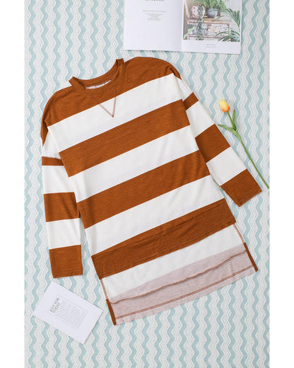 Azura Exchange Drop Shoulder Striped Sweatshirt - M