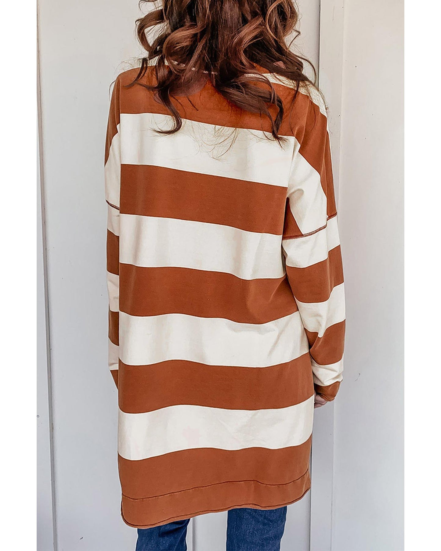 Azura Exchange Drop Shoulder Striped Sweatshirt - S