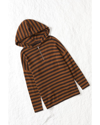 Azura Exchange Striped Knit Quarter Zip Hoodie - 2XL