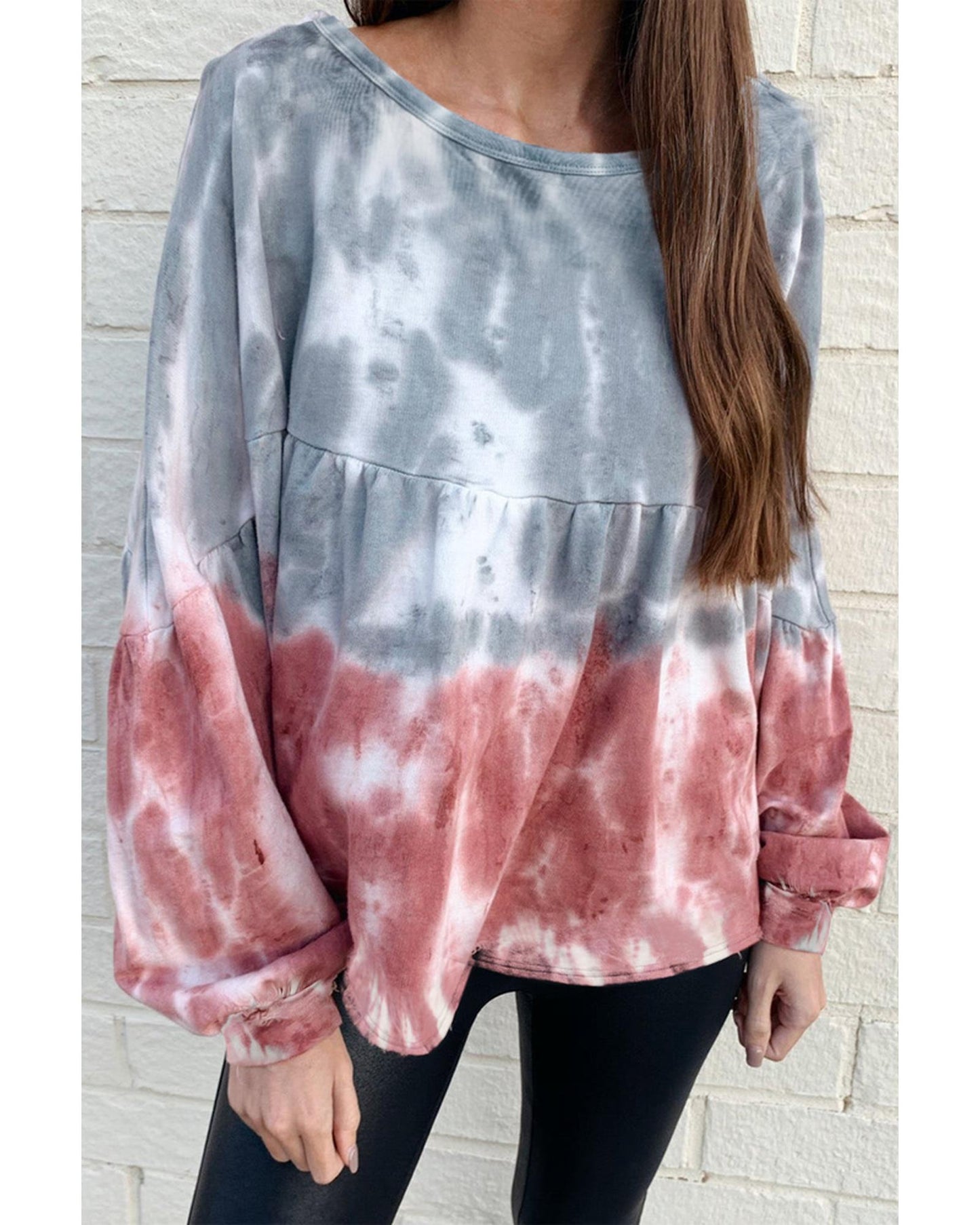 Azura Exchange Bishop Sleeve Tie Dye Sweatshirt - S